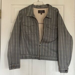 Torrid Gray Plaid Denim Zip Front Truckers Jacket